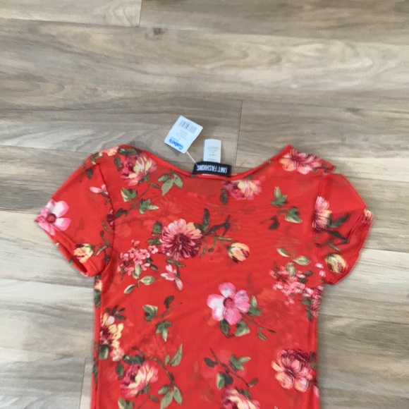 NWT sheer floral print bodysuit juniors size M - Picture 9 of 16